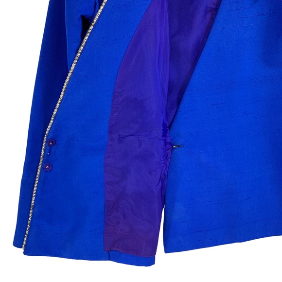 Vintage 100% Silk Double Breasted Formal Blazer Jacket by Richard Warren Petites - Picture 6 of 16